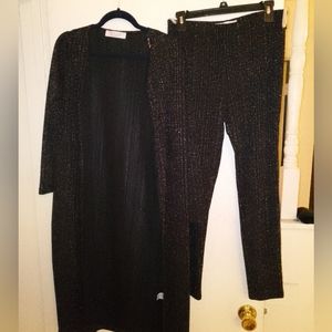 Ms. Bling Black with Silver Glitter Cardigan Pant Set Lg